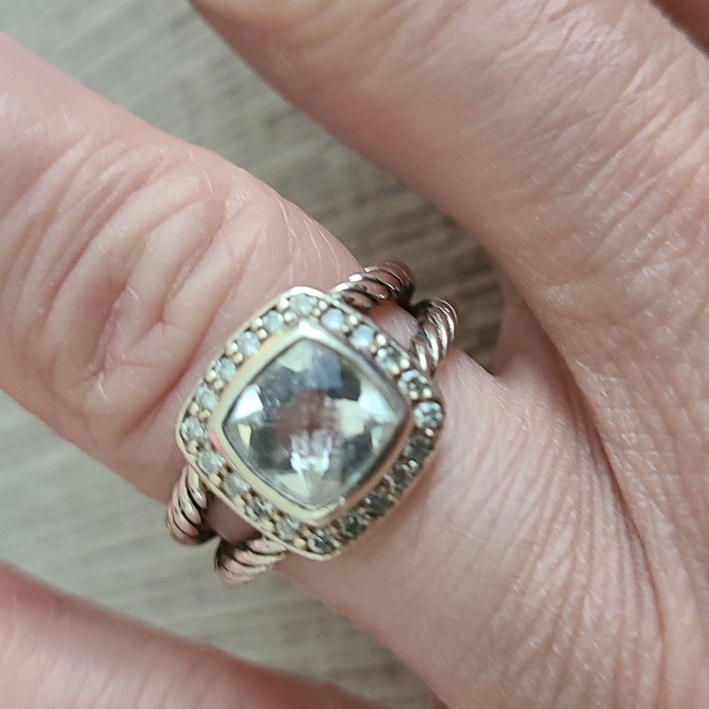 David Yurman Petite Albion in White Topaz with Pave diamonds